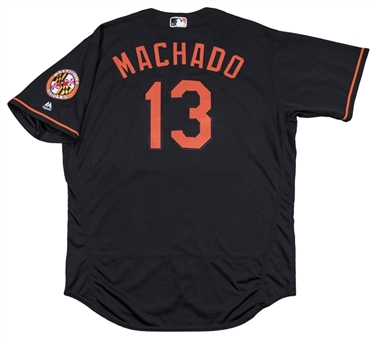2016 Manny Machado Game Used Baltimore Orioles Black Alternate Jersey Used On 6/24/2016 For Career Home Run #86 (MLB Authenticated)